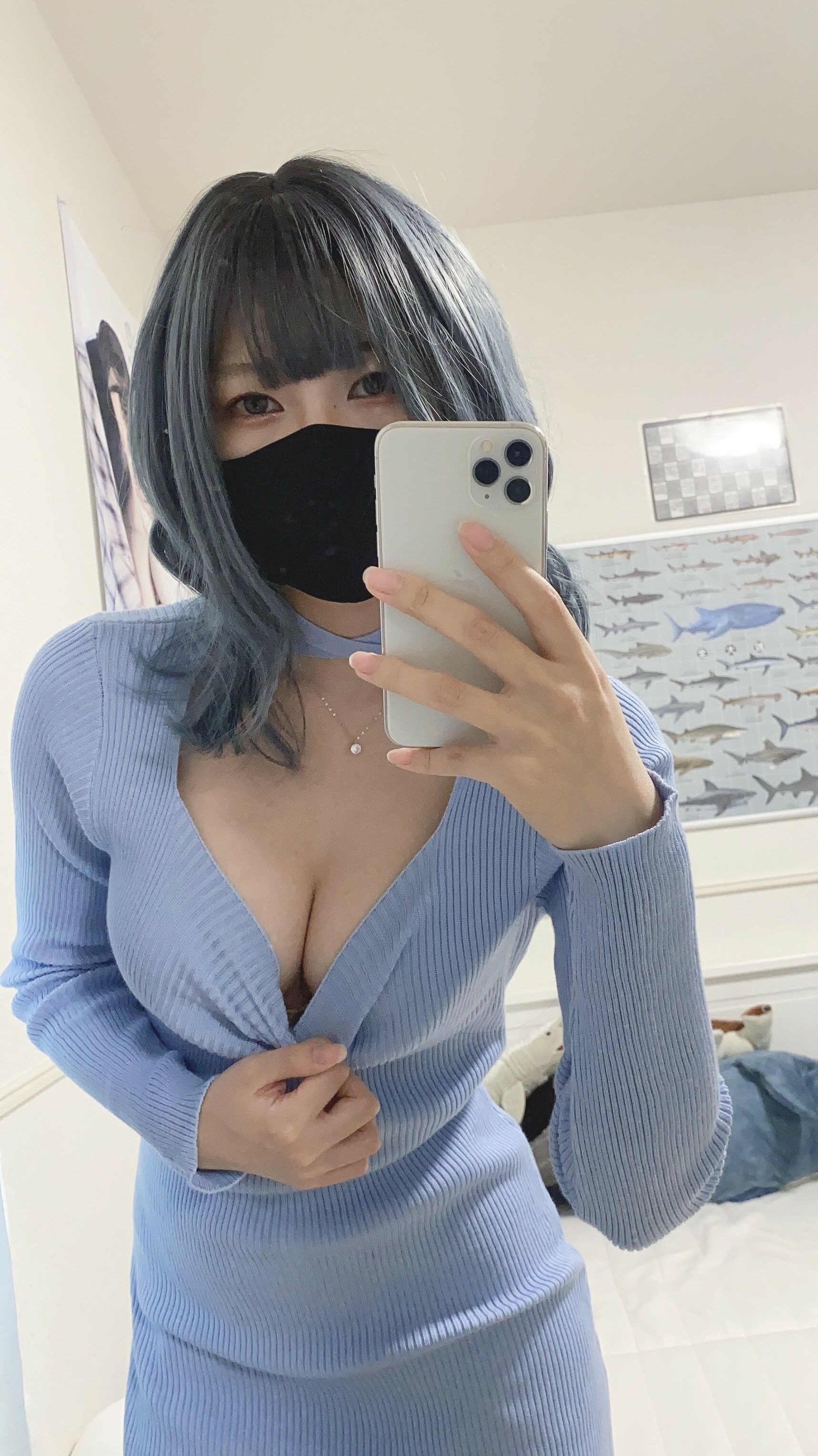 御伽樒 蓝卫衣+猫耳束缚 98