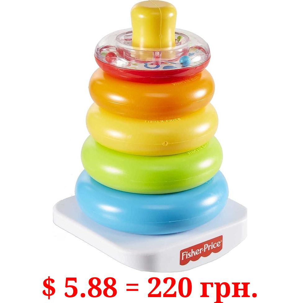Fisher-Price Baby Stacking Toy Rock-A-Stack, Roly-Poly Base With 5 Colorful Rings For Ages 6+ Months