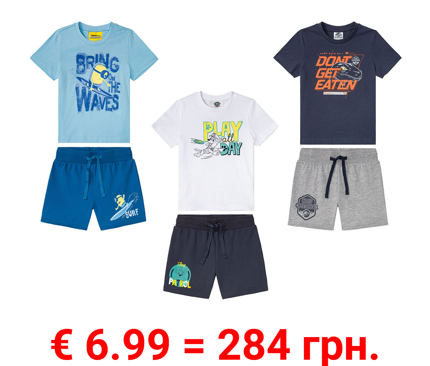 Kleinkinder Jungen Shorts und T-Shirt, 2-teilig, aus weicher Single-Jersey-Qualität