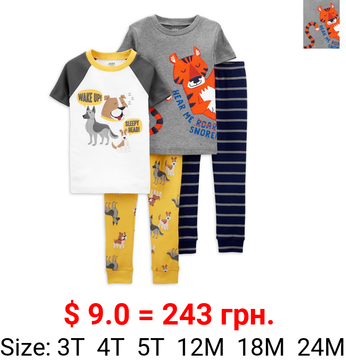 Child of Mine By Carter's Baby Boys & Toddler Boys Snug Fit Cotton Short Sleeve Pajamas 4pc Set (12M-5T)