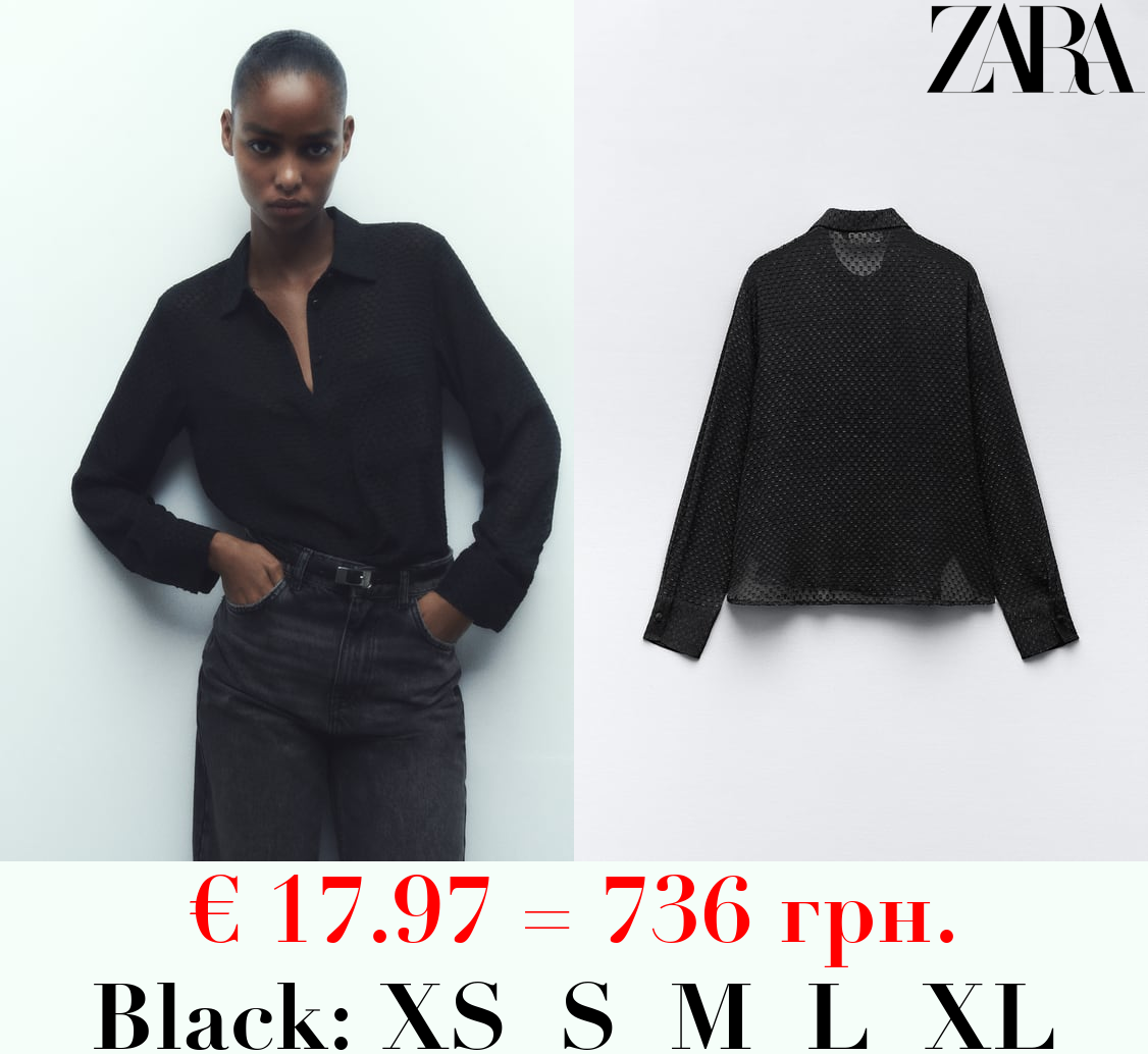 SEMI-SHEER COMBINED TEXTURED SHIRT