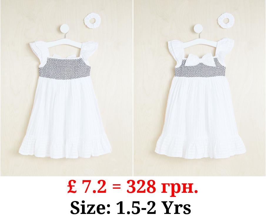 Billie Faiers White Shirred Bow Dress and Scrunchie Outfit