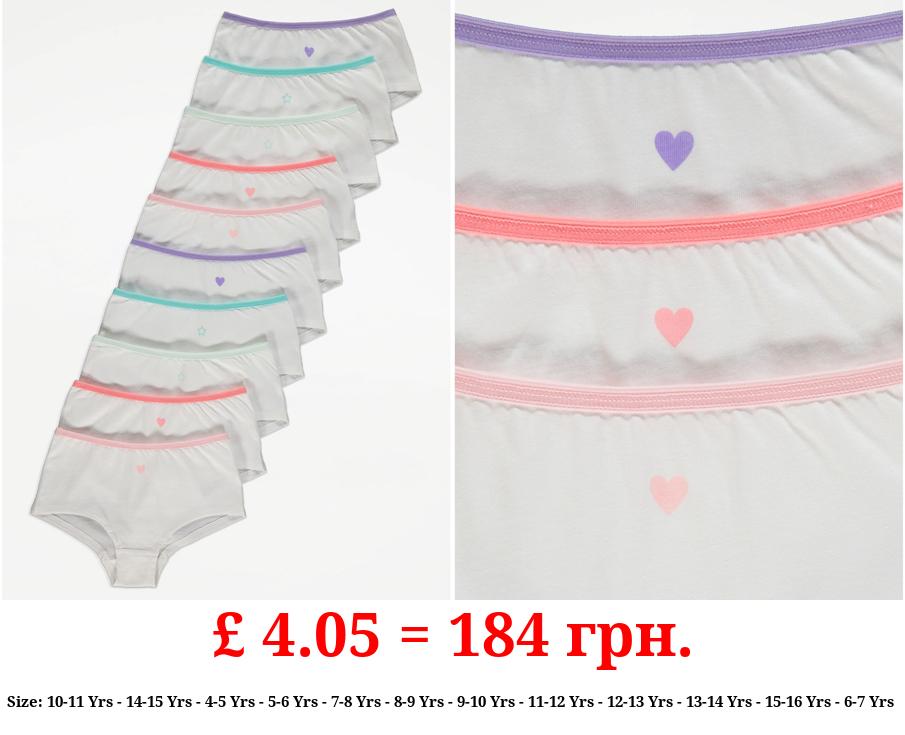 Assorted Rainbow Shape Print Short Knickers 10 Pack