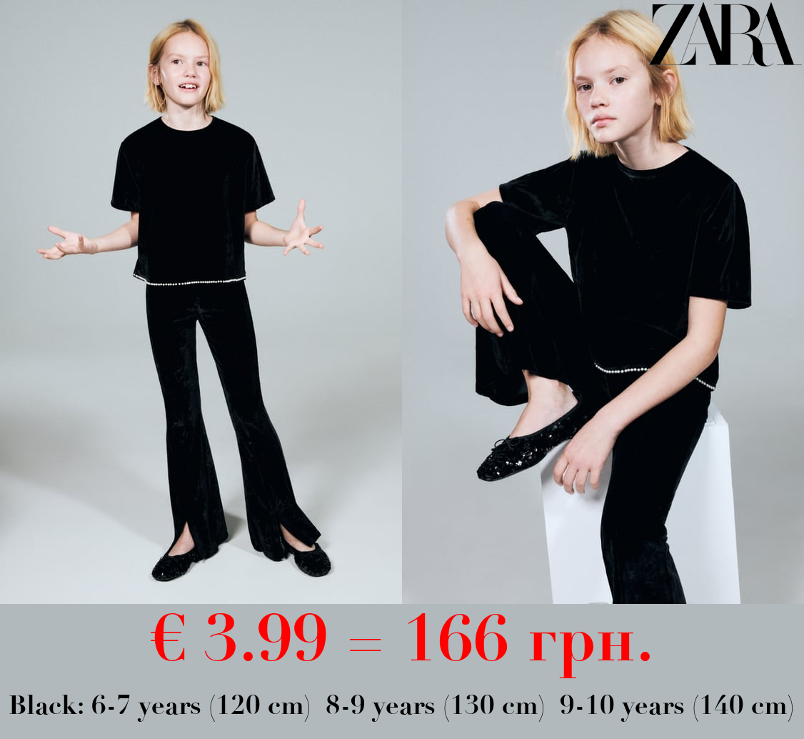 VELVET TOP WITH FAUX PEARLS