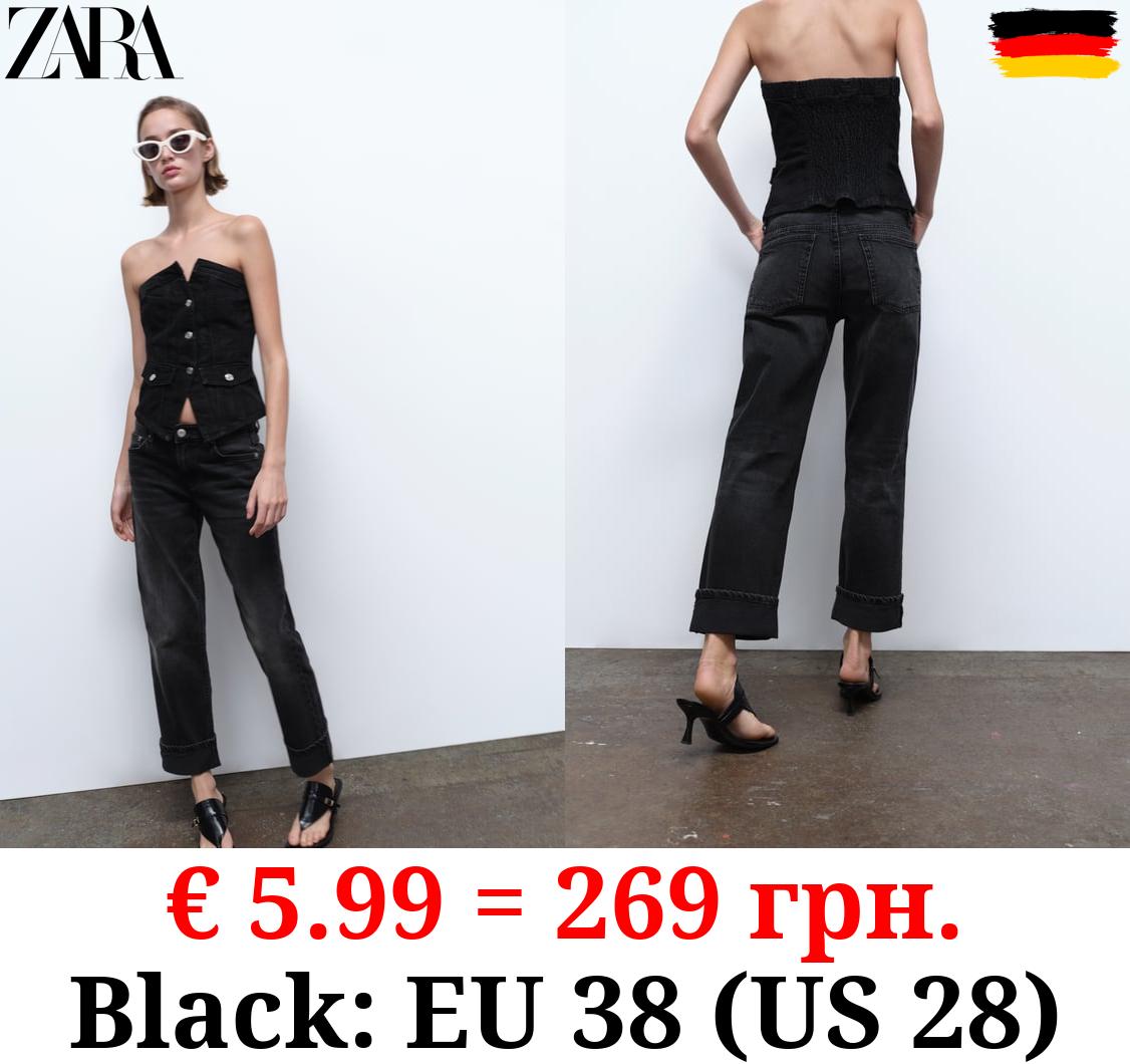 TRF SLIM-FIT FOLDED-FIT LOW-RISE JEANS