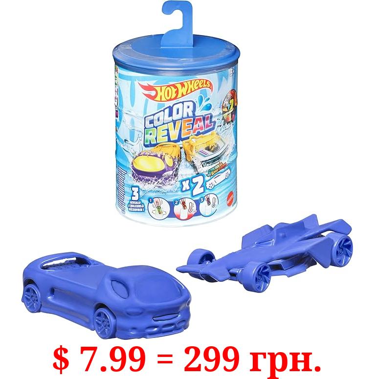 Hot Wheels Set of 2 Color Reveal Cars or Trucks in 1:64 Scale, Surprise Reveal & Repeat Color Change (Styles May Vary)