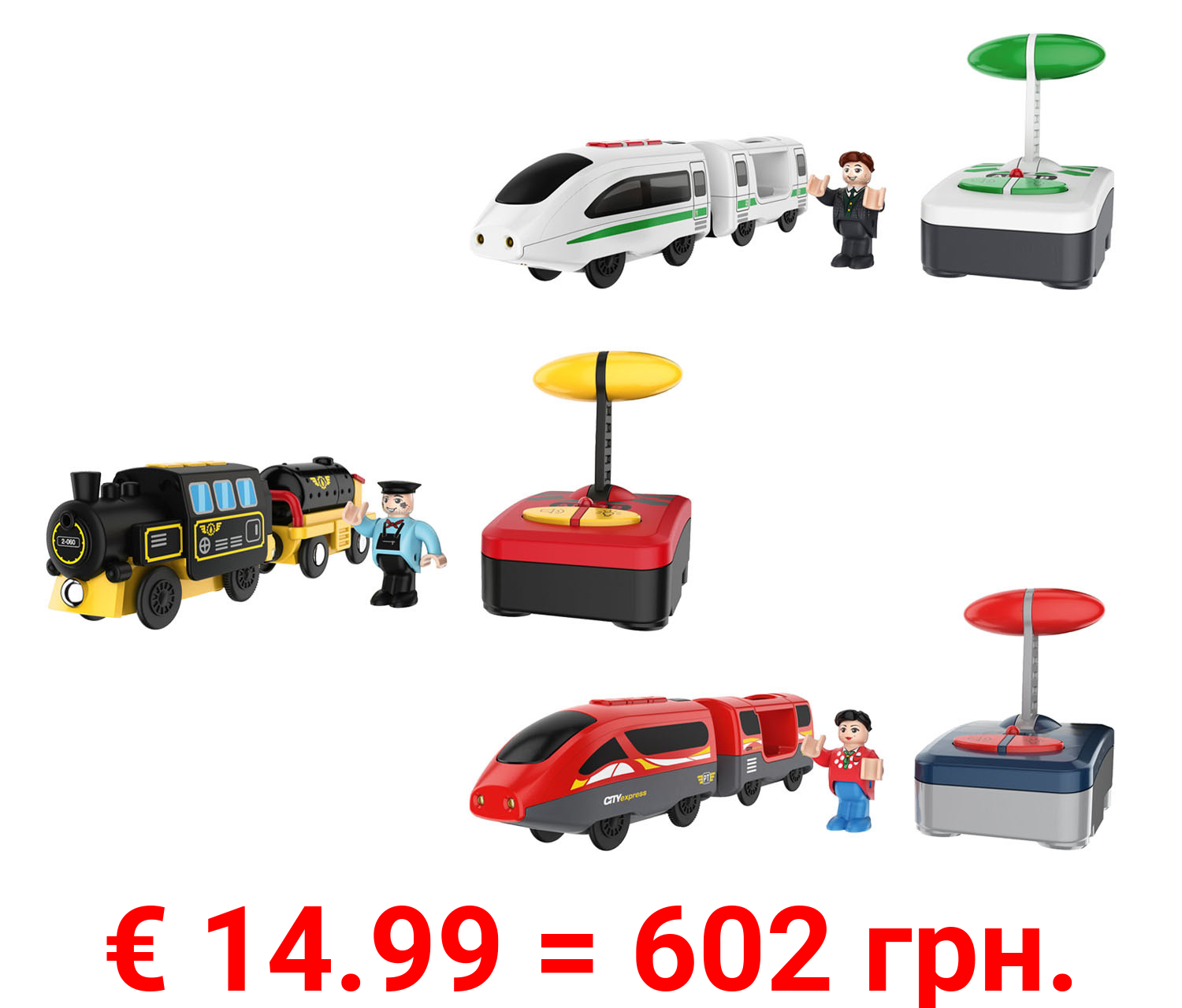 Playtive Personenzug / Schnellzug / Transportlok, ferngesteuert, 4-teilig