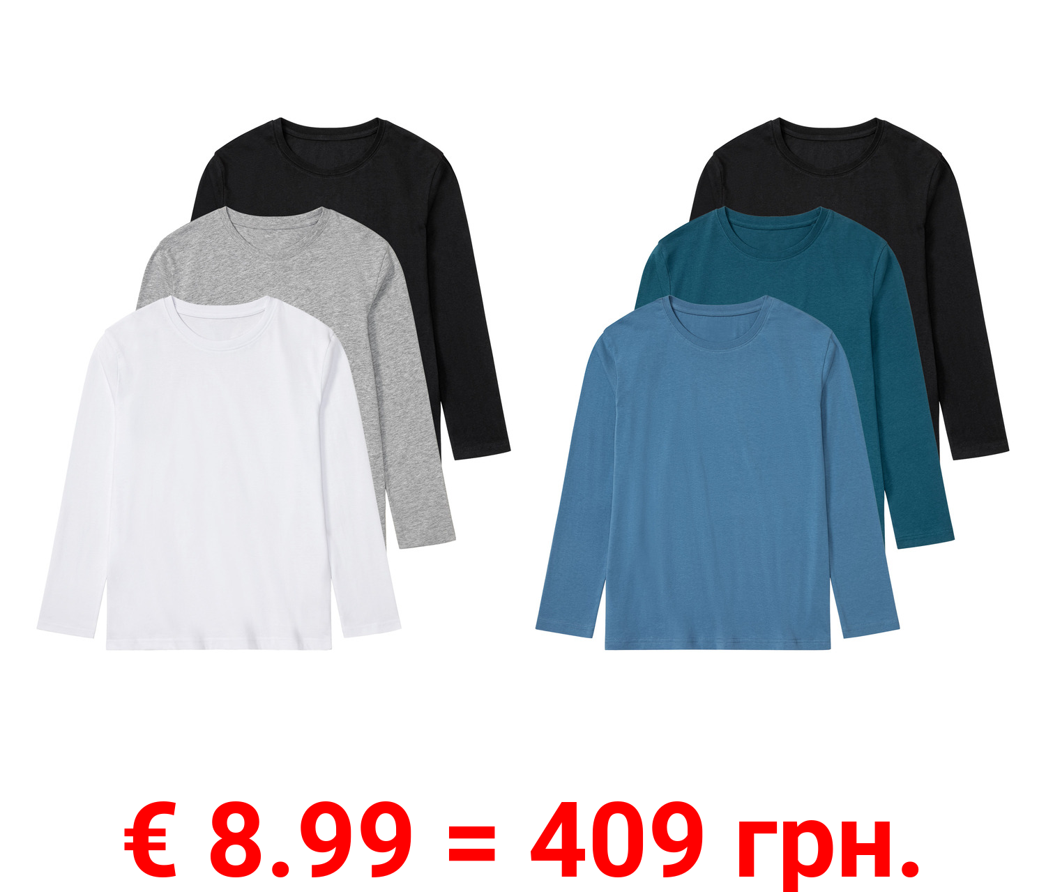 pepperts!® Kinder Jungen Langarmshirts, 3 Stück, mit Rundhalsausschnitt