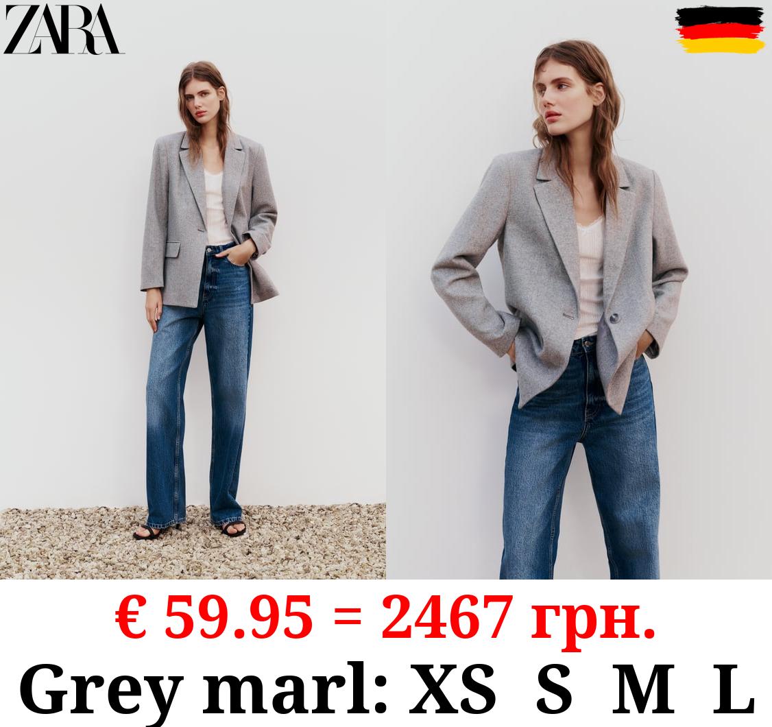 STRAIGHT FIT HERRINGBONE BLAZER