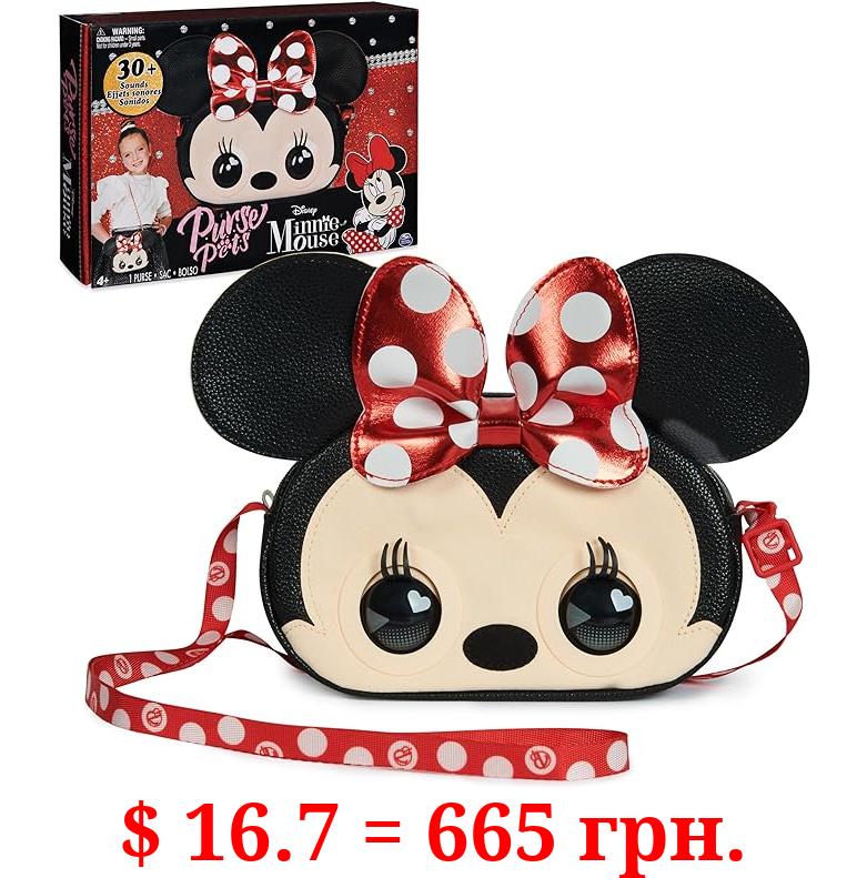 Purse Pets, Disney Minnie Mouse Officially Licensed Interactive Pet Toy & Kids Purse, 30+ Sounds & Reactions, Girls Crossbody Bag, Trendy Tween Gifts