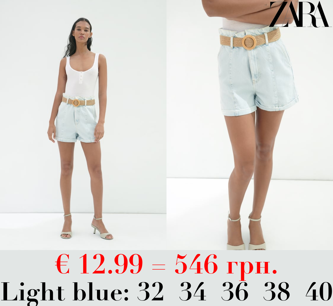 Z1975 BAGGY BELTED DENIM BERMUDA SHORTS