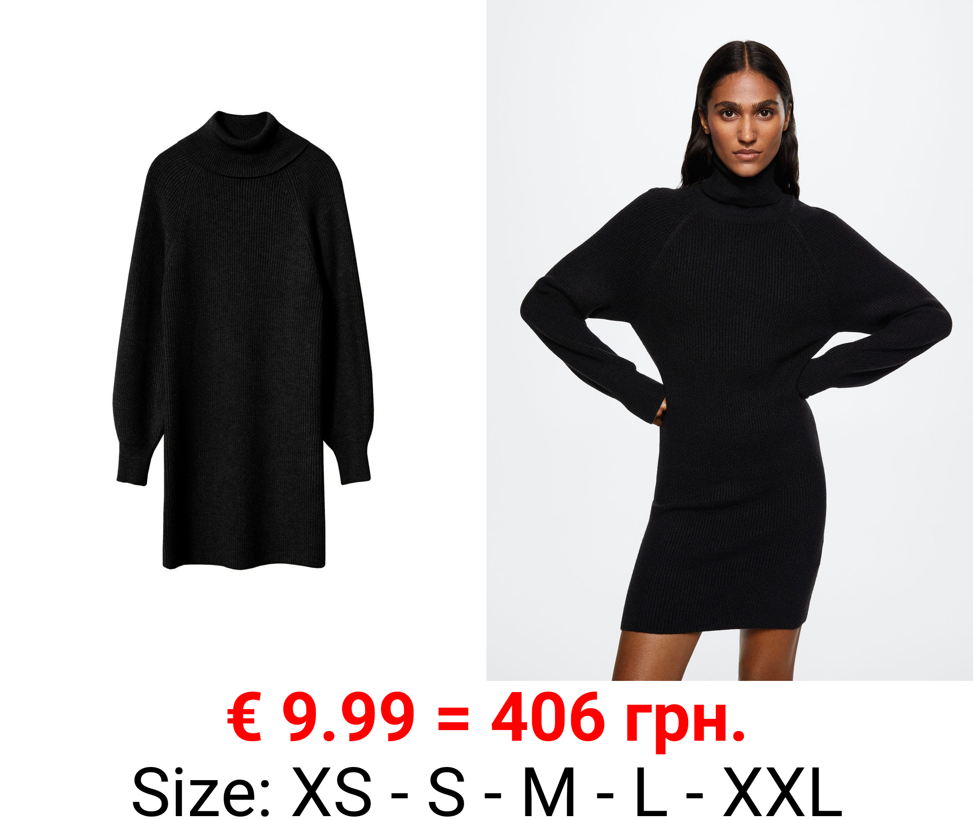 vestido canalé cuello vuelto