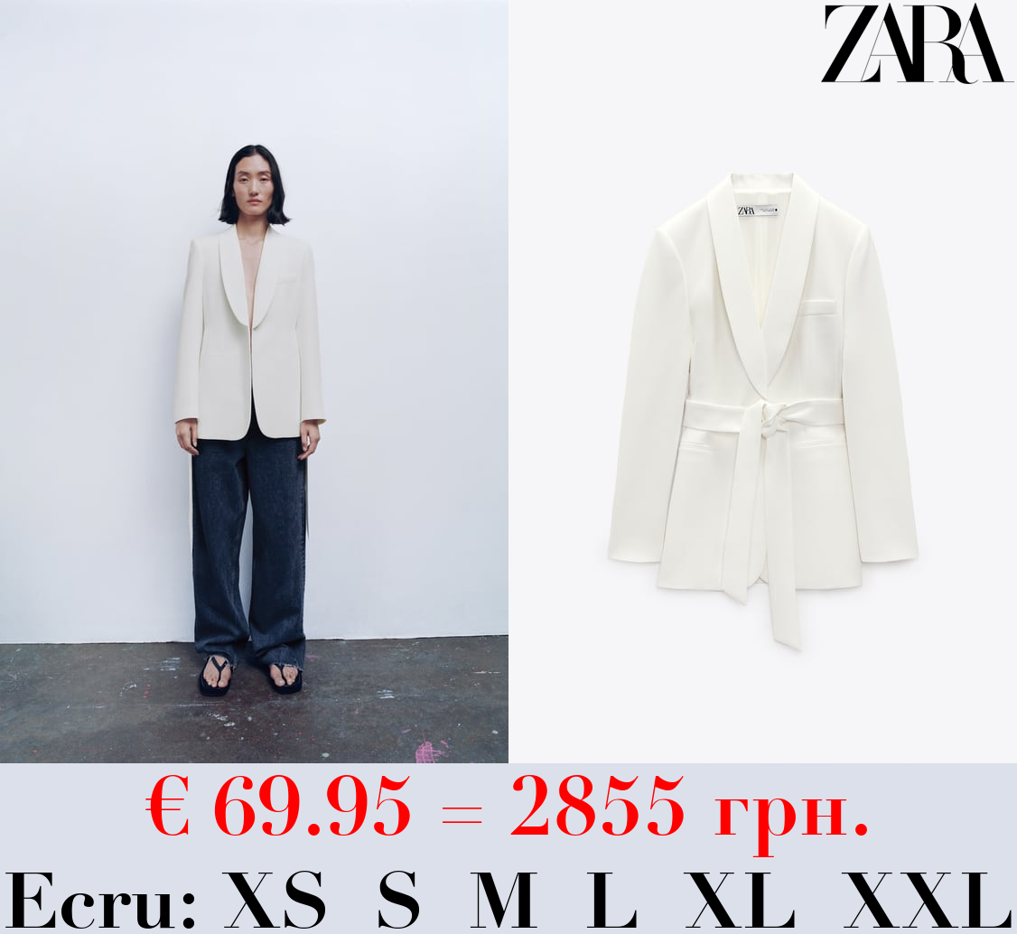 SHAWL COLLAR BLAZER WITH BELT