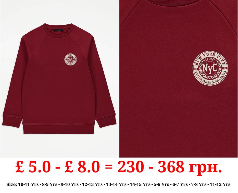 Burgundy Collegiate NYC Sweatshirt