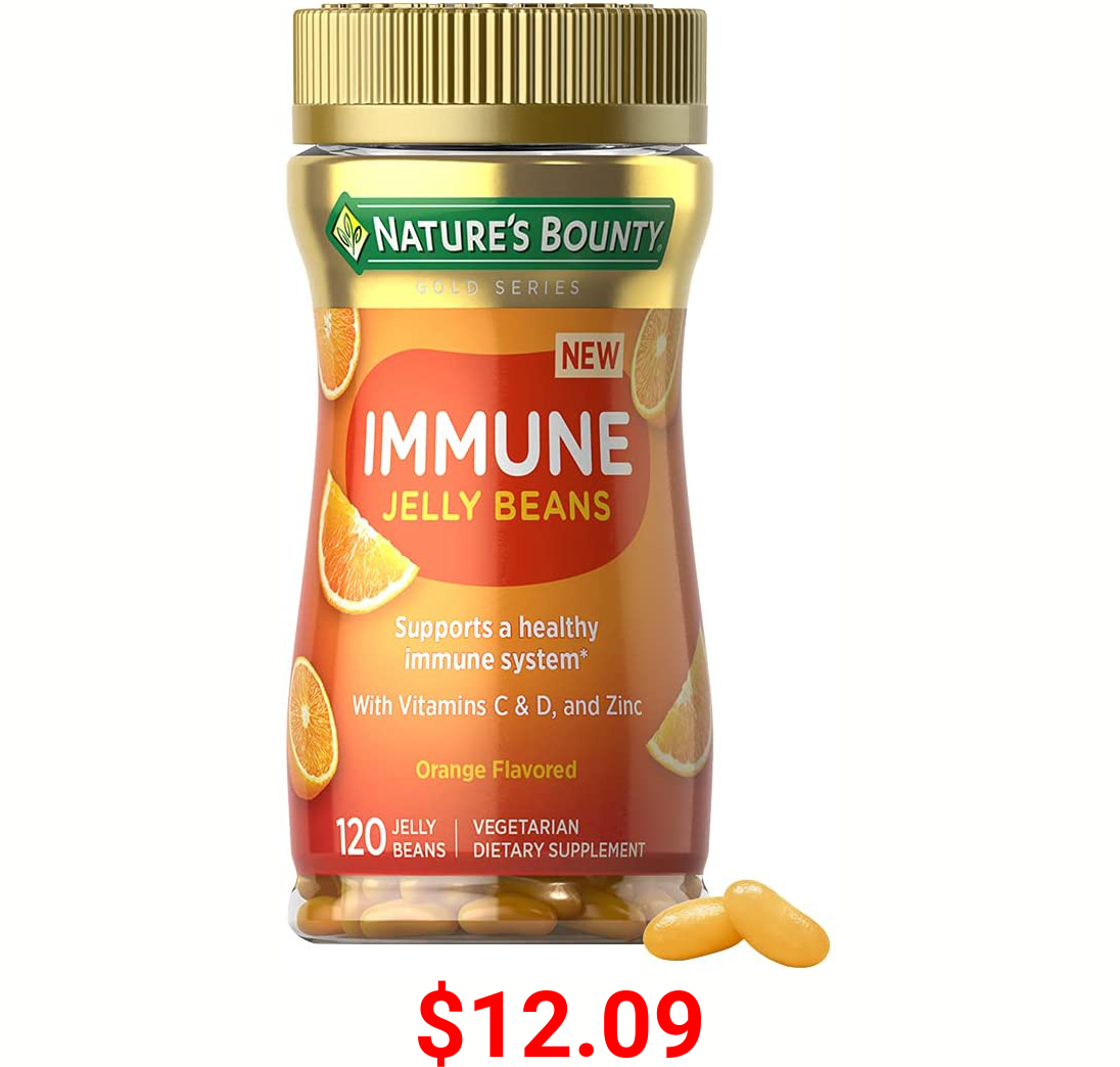 Nature’s Bounty Immune Jelly Beans, Vitamin C for Immune Support, Orange Flavor, 120 Ct
