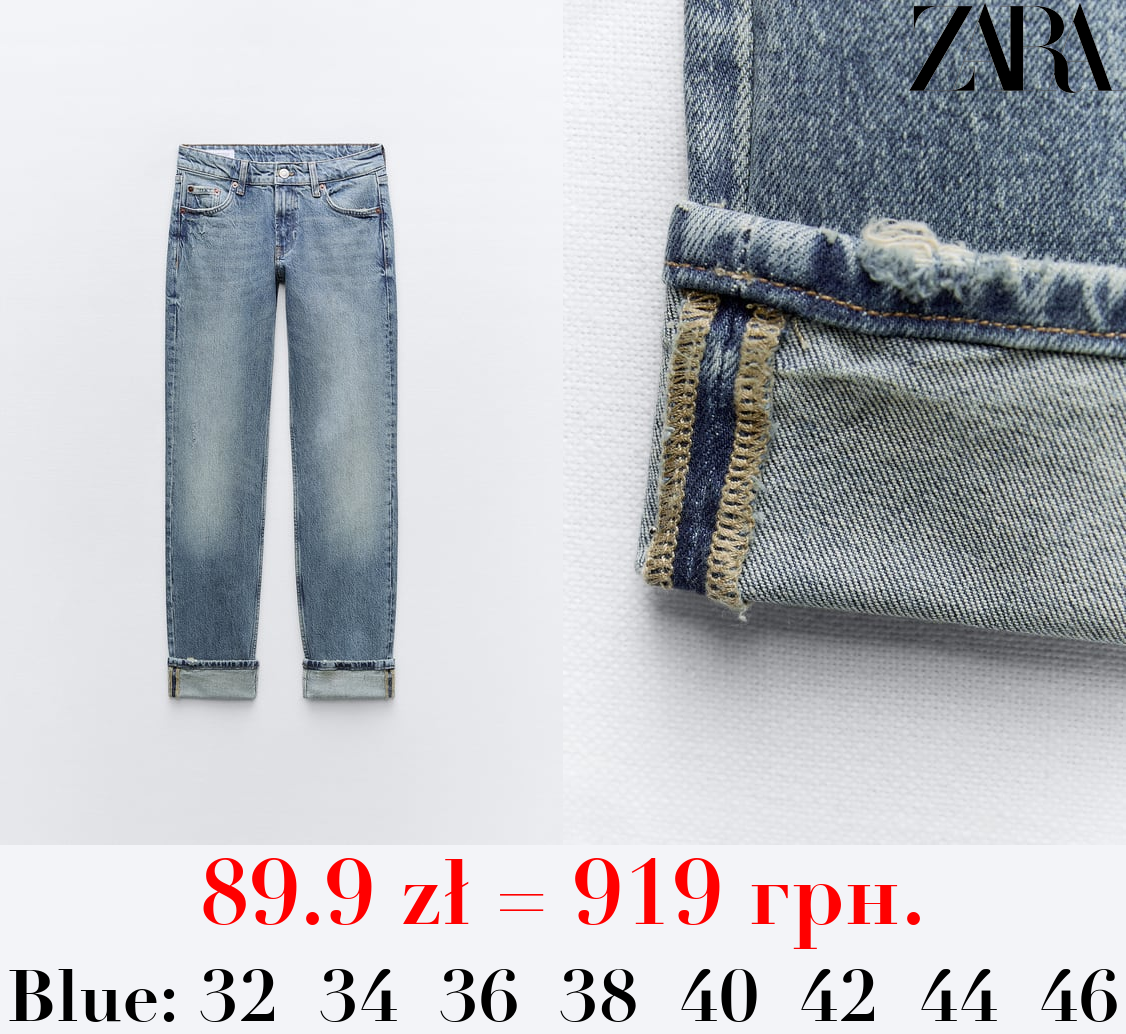 TRF SLIM-FIT FOLDED-FIT LOW-RISE JEANS