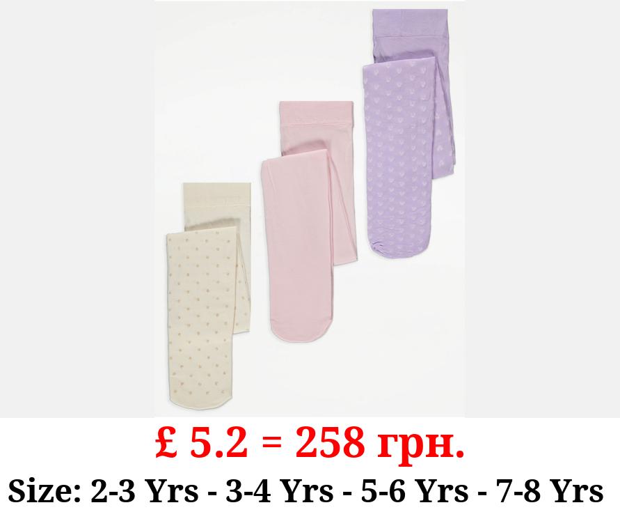 Pastel Heart Spotty Tights 3 Pack