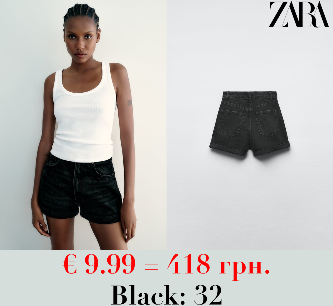 TRF HIGH-RISE MOM FIT DENIM BERMUDA SHORTS