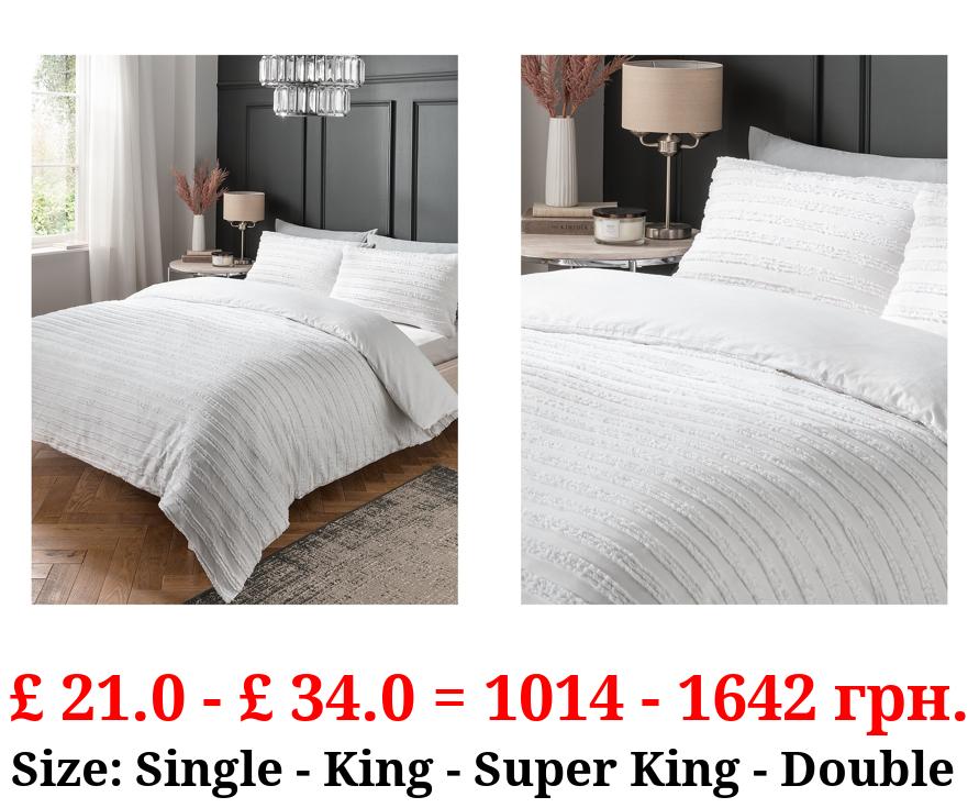 White Luxury 100% Cotton Tufted Washed Cotton Duvet Set