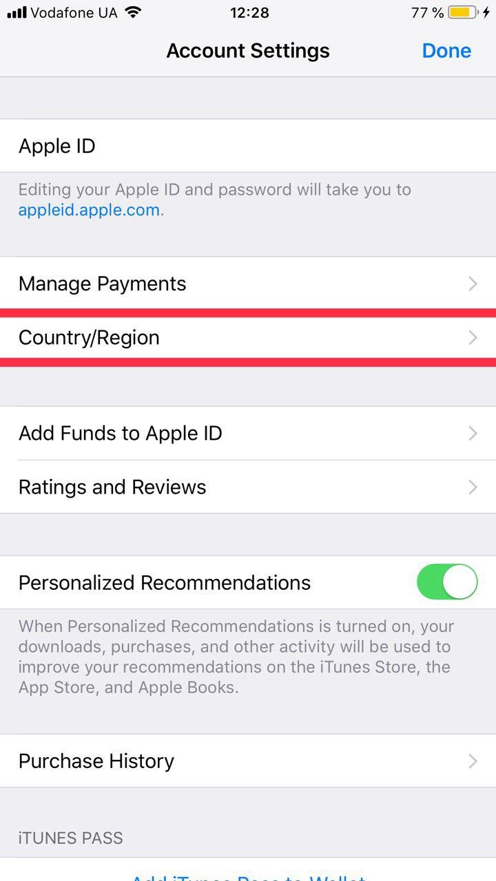 Cмена страны для Apple ID – Telegraph