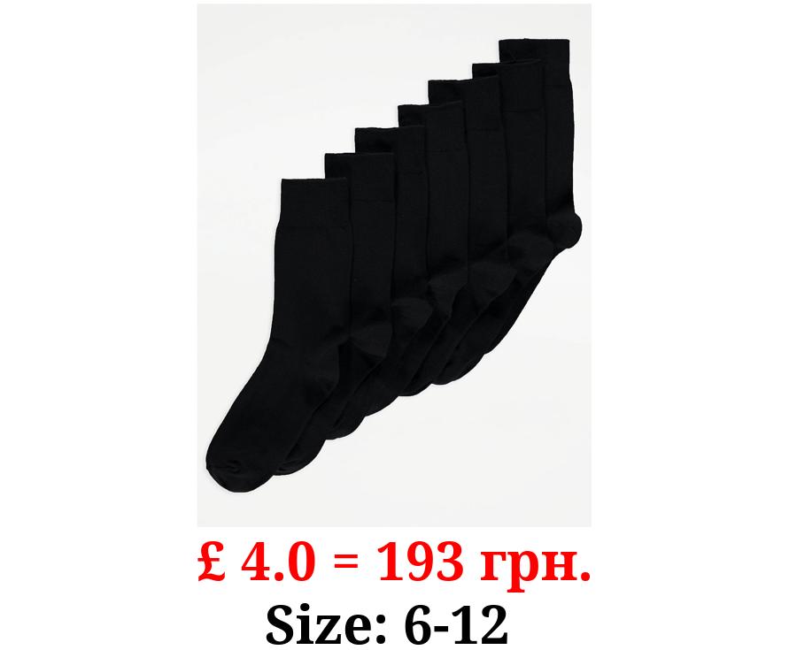 Black Plain Ankle Socks 7 Pack