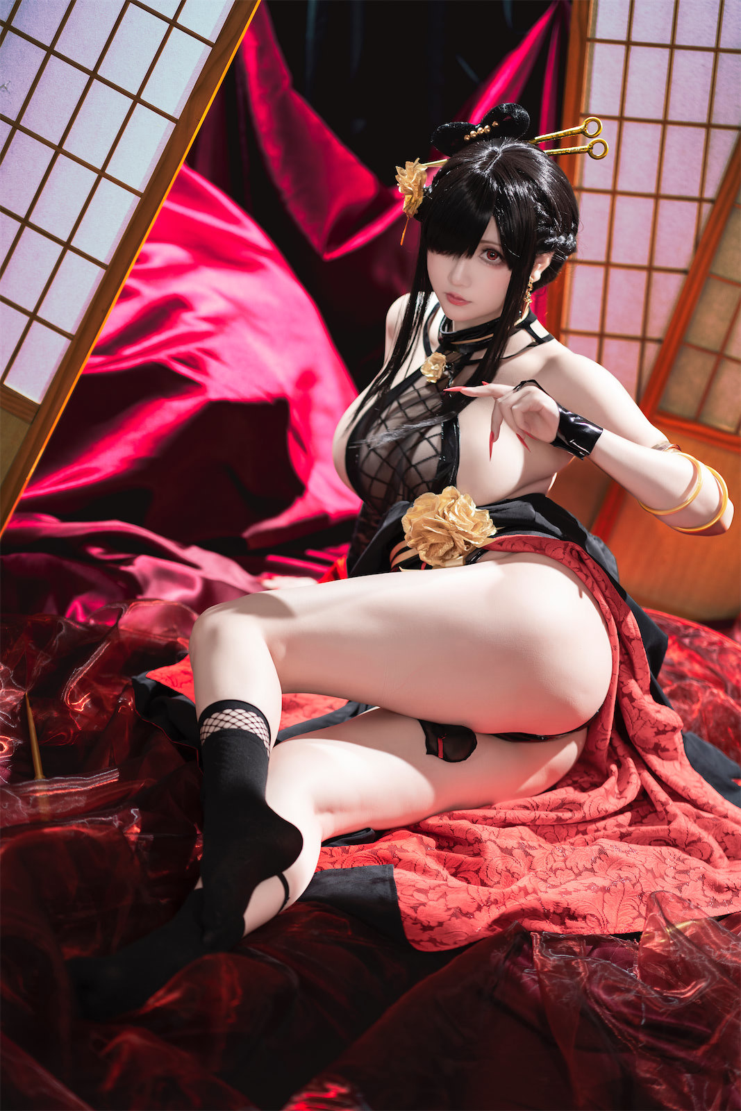 Cosplay 星之迟迟Hoshilily 圣诞节 约尔 同人和风战斗服 25