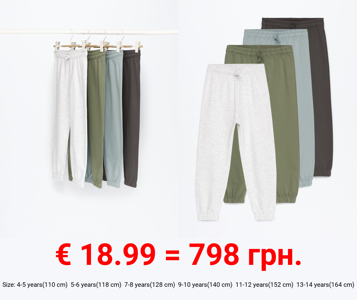 Pack of 4 pairs of basic plush trousers