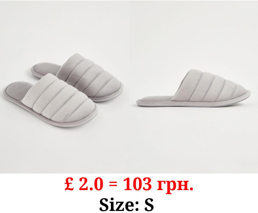 Grey Padded Mule Slippers