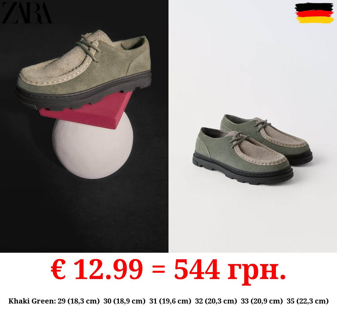 SPLIT SUEDE LACE-UP SHOES