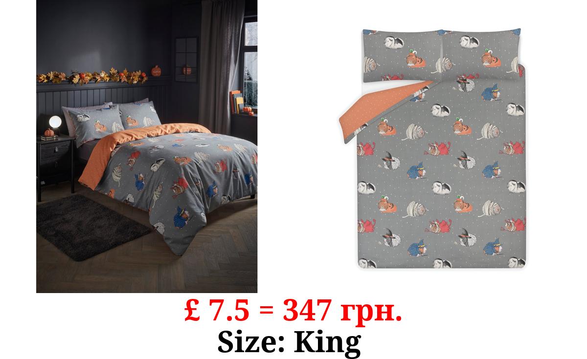 Grey Halloween Guinea Pig Reversible Duvet Set