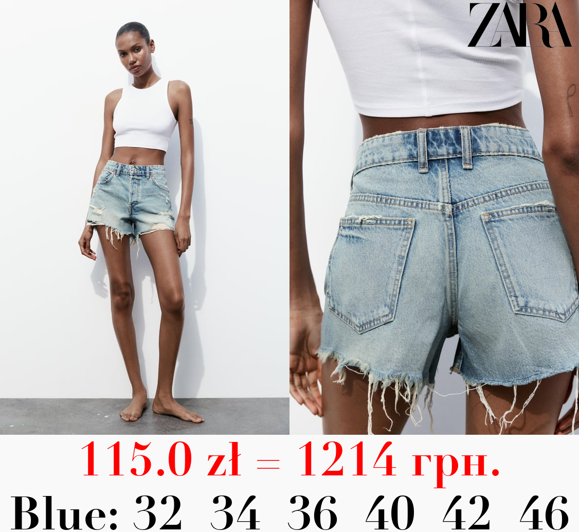 TRF RIPPED MID-RISE DENIM SHORTS
