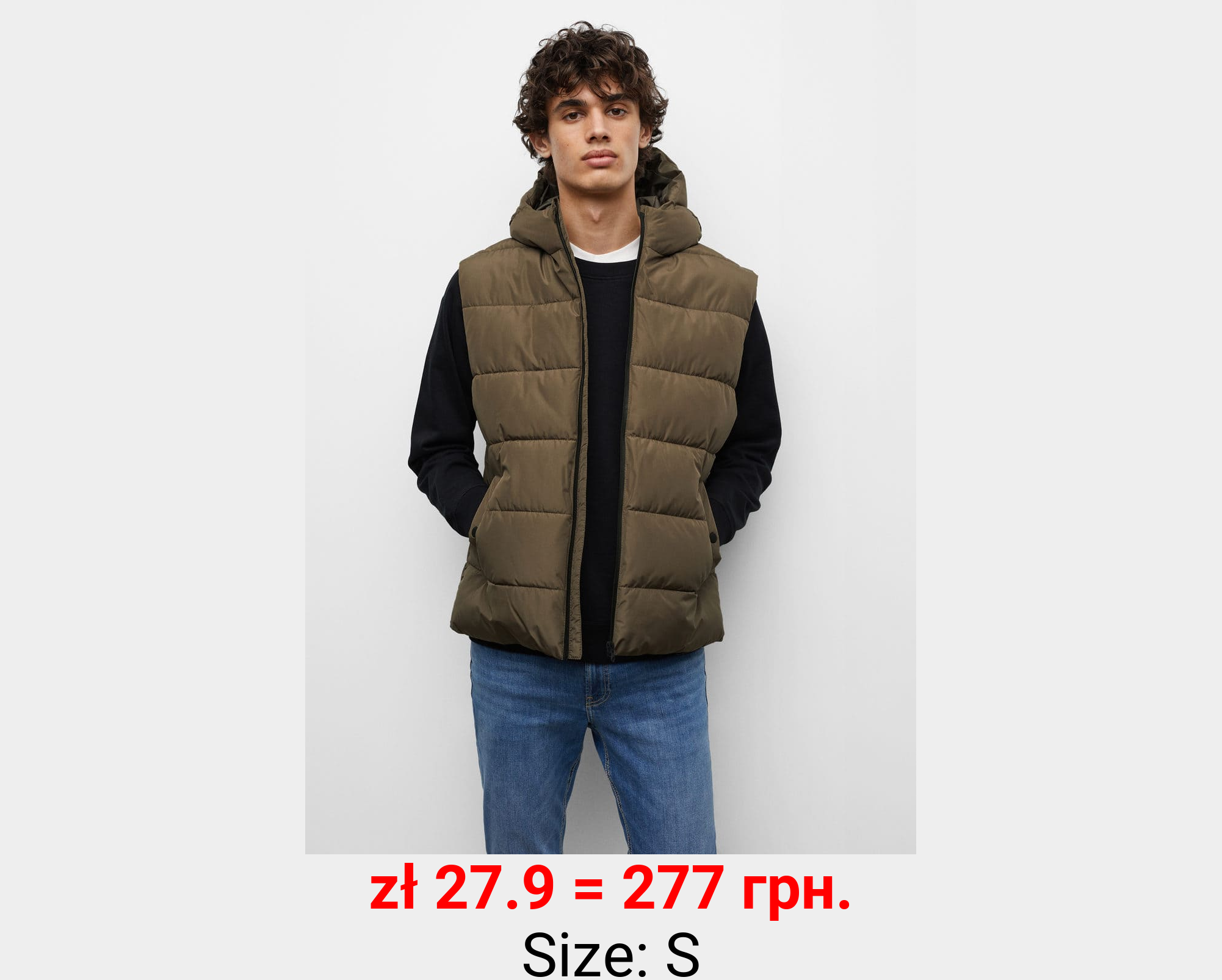 Chaleco capucha plumas