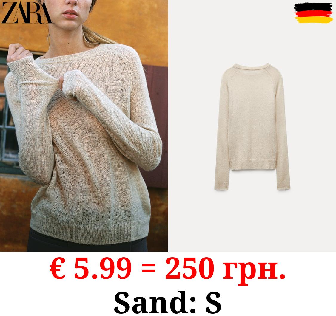 ROUND NECK KNIT SWEATER WITH RAGLAN SLEEVES