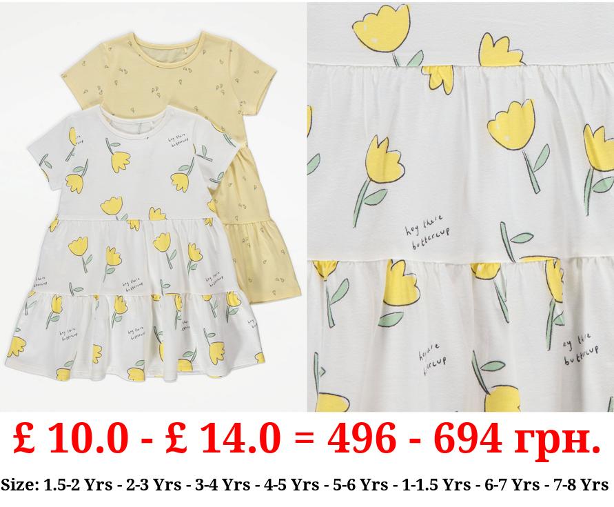 Yellow Buttercup Tiered Dresses 2 Pack