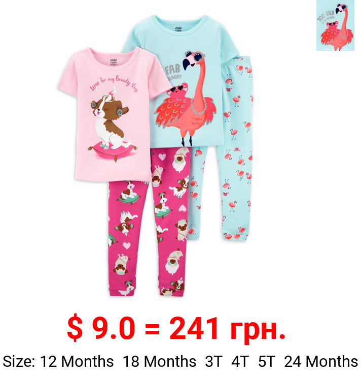 Child of Mine By Carter's Baby Girls & Toddler Girls Snug Fit Cotton Short Sleeve Pajamas 4pc Set (12M-5T)