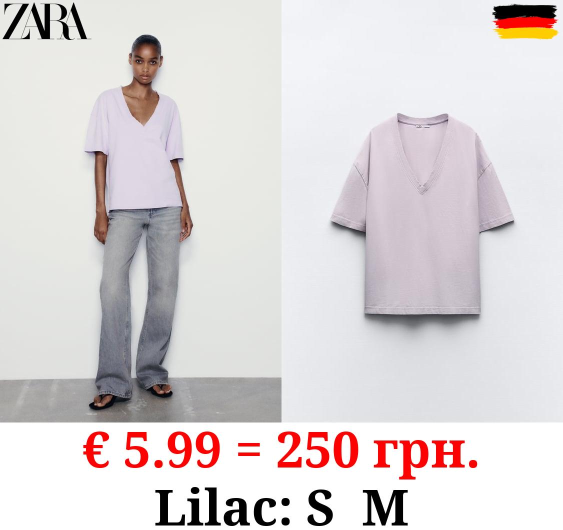 FADED-EFFECT V-NECK T-SHIRT