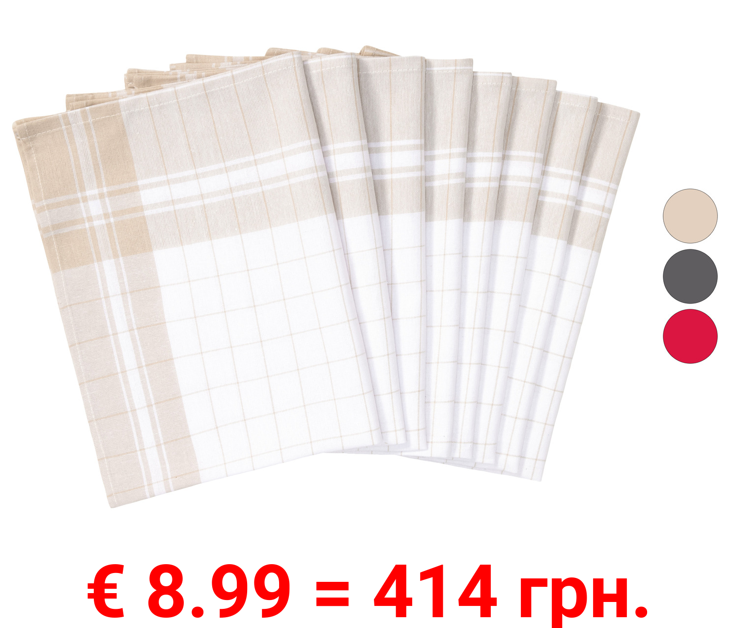 LIVARNO home Geschirrtücher, 8 Stück, 50 x 70 cm