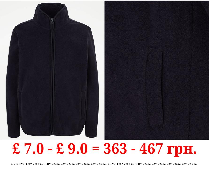 Navy School Zip Through Fleece Jacket