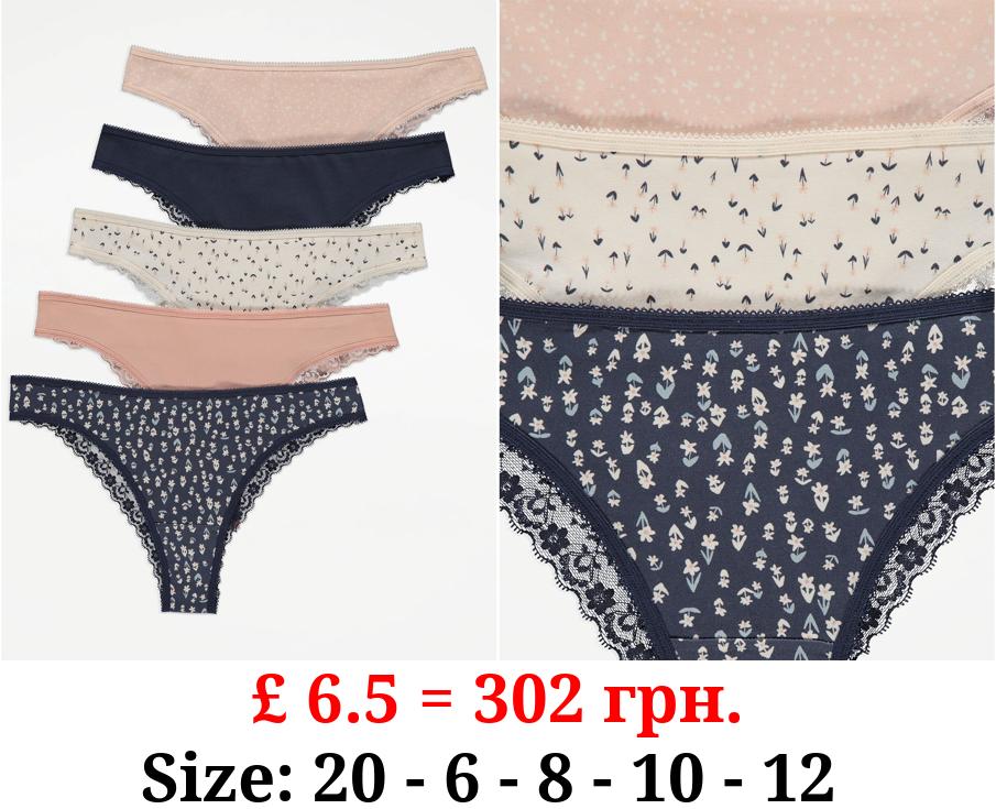 Ditsy Floral Brazilian Knickers 5 Pack