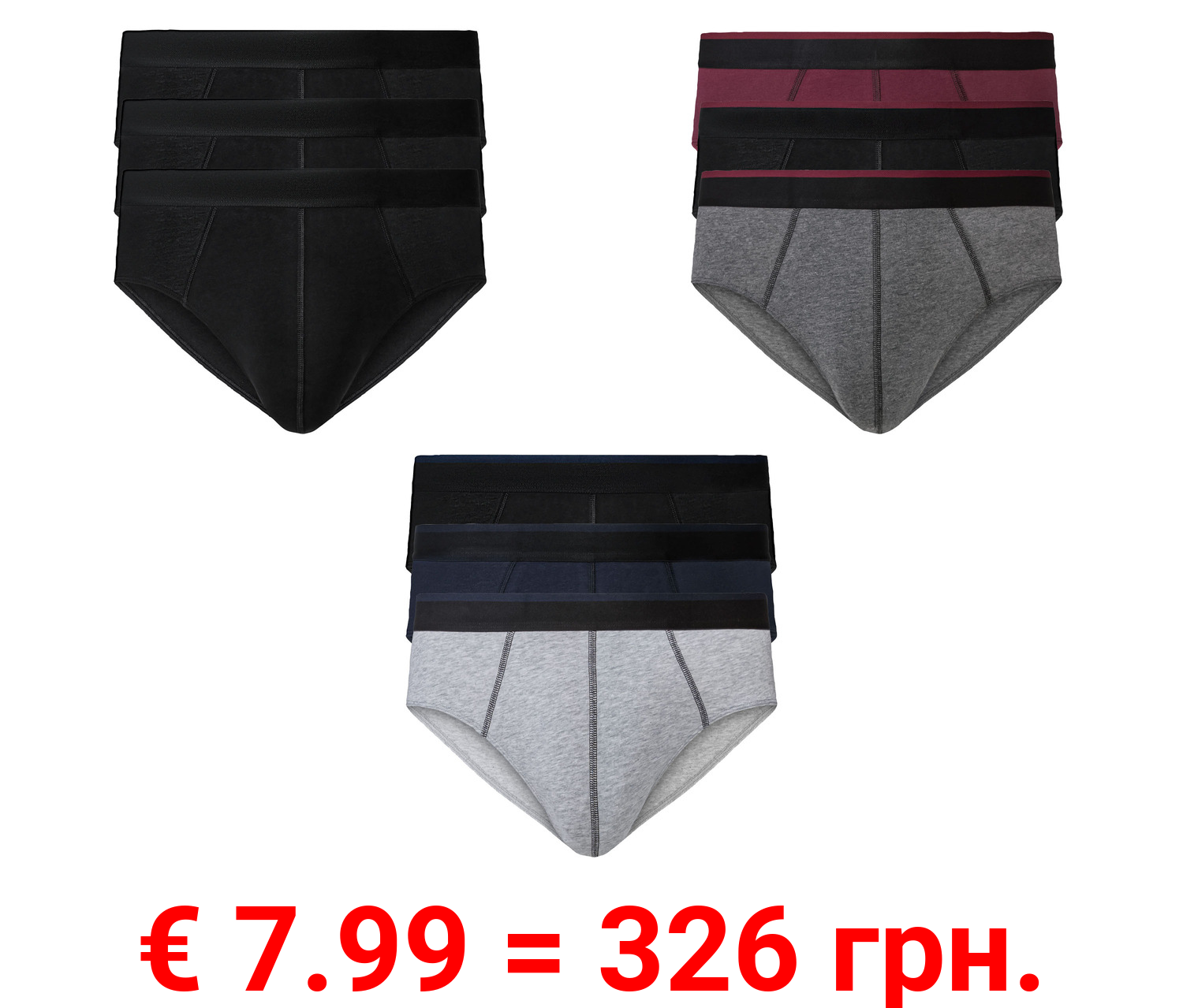 LIVERGY® Herren Slips, 3 Stück, mit hohem Baumwollanteil