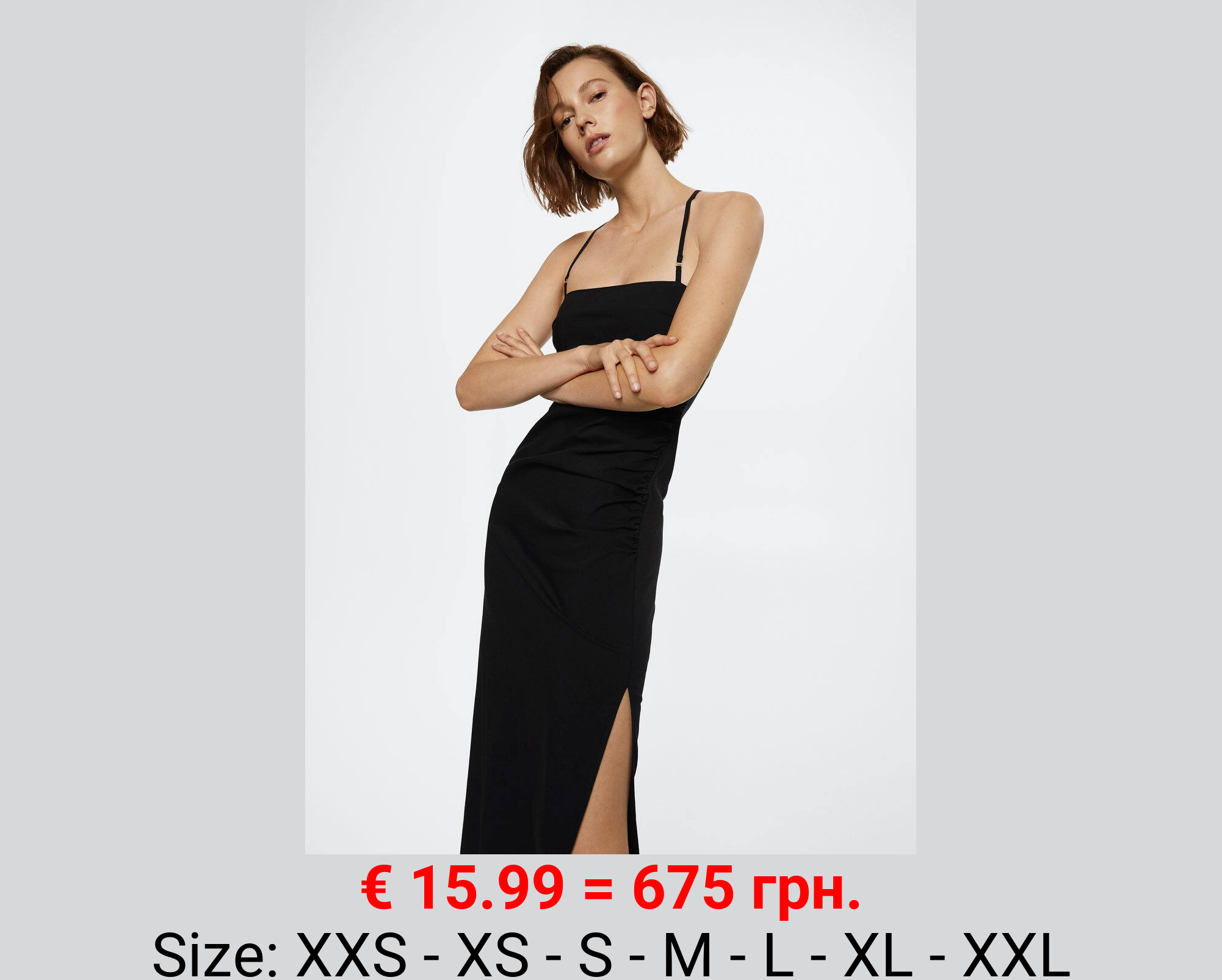 Vestido fruncido abertura