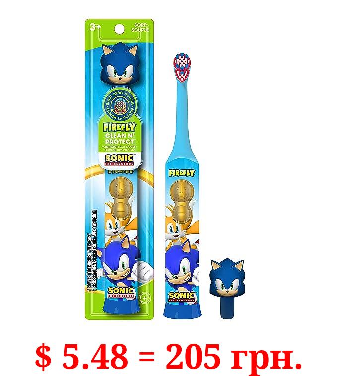 FIREFLY Clean N' Protect, Sonic The Hedgehog Toothbrush with 3D hygienic Cover, Premium Soft Bristles, Anti-Slip Grip Handle, Battery Included, Ages 3+, 1 Count