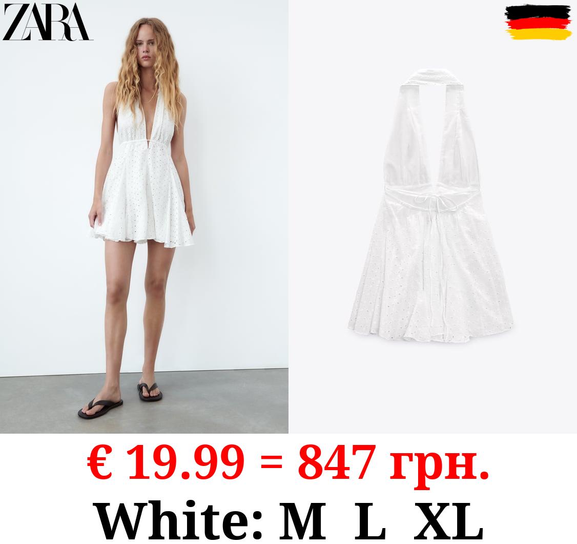 CUTWORK EMBROIDERY HALTER DRESS