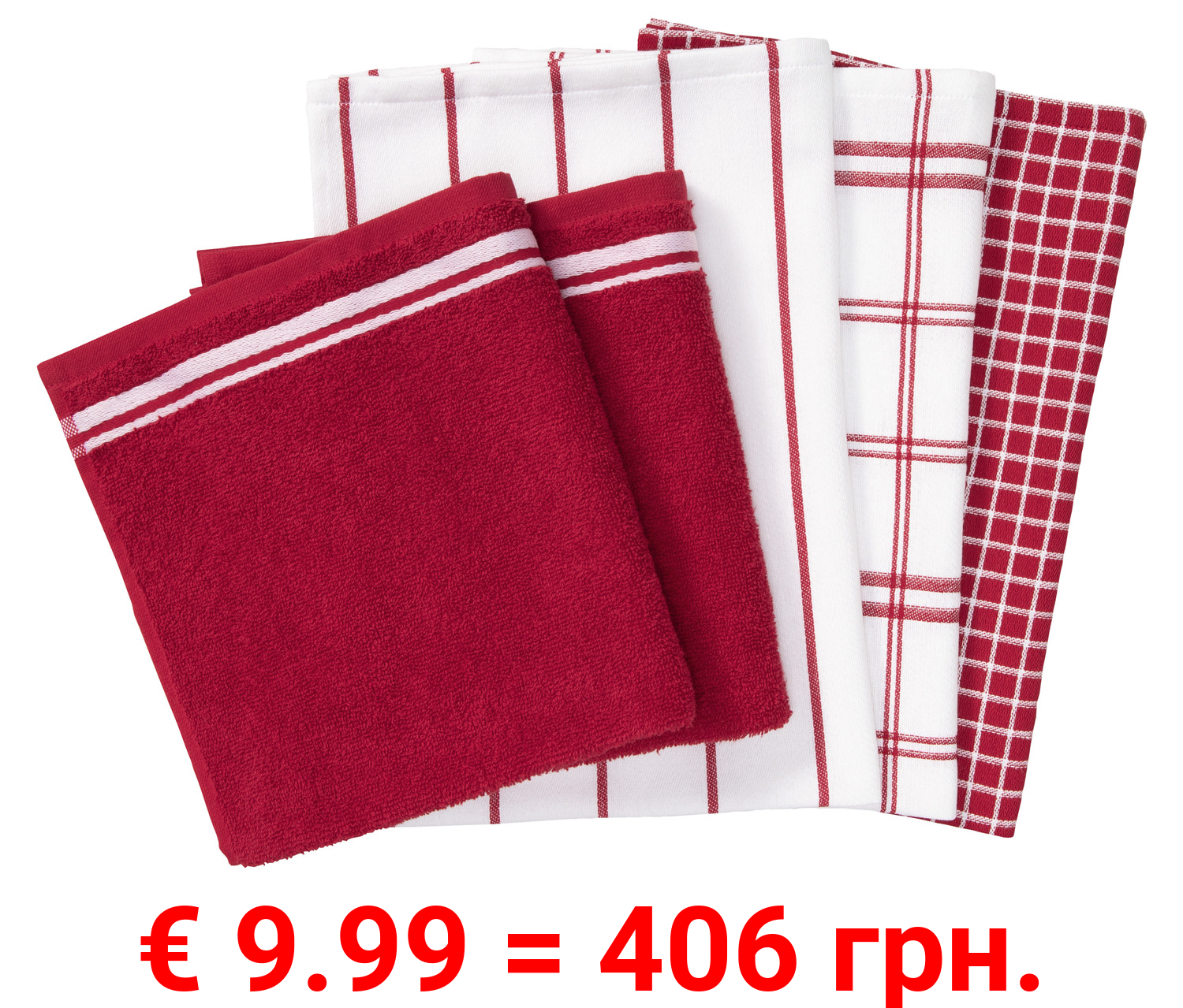 LIVARNO home Geschirr- und Handtuchset, 5 Stück, reine Baumwolle