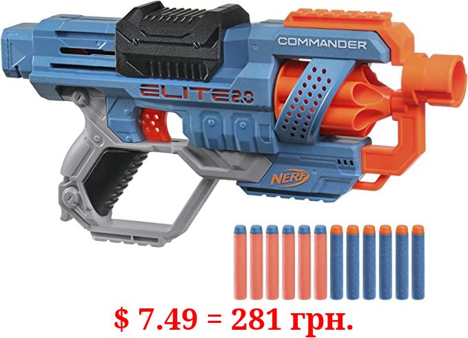 NERF Elite 2.0 Commander RD-6 Dart Blaster, 12 Elite Darts, 6-Dart Rotating Drum, Blasters, Kids Outdoor Toys for 8 Year Old Boys & Girls and Up