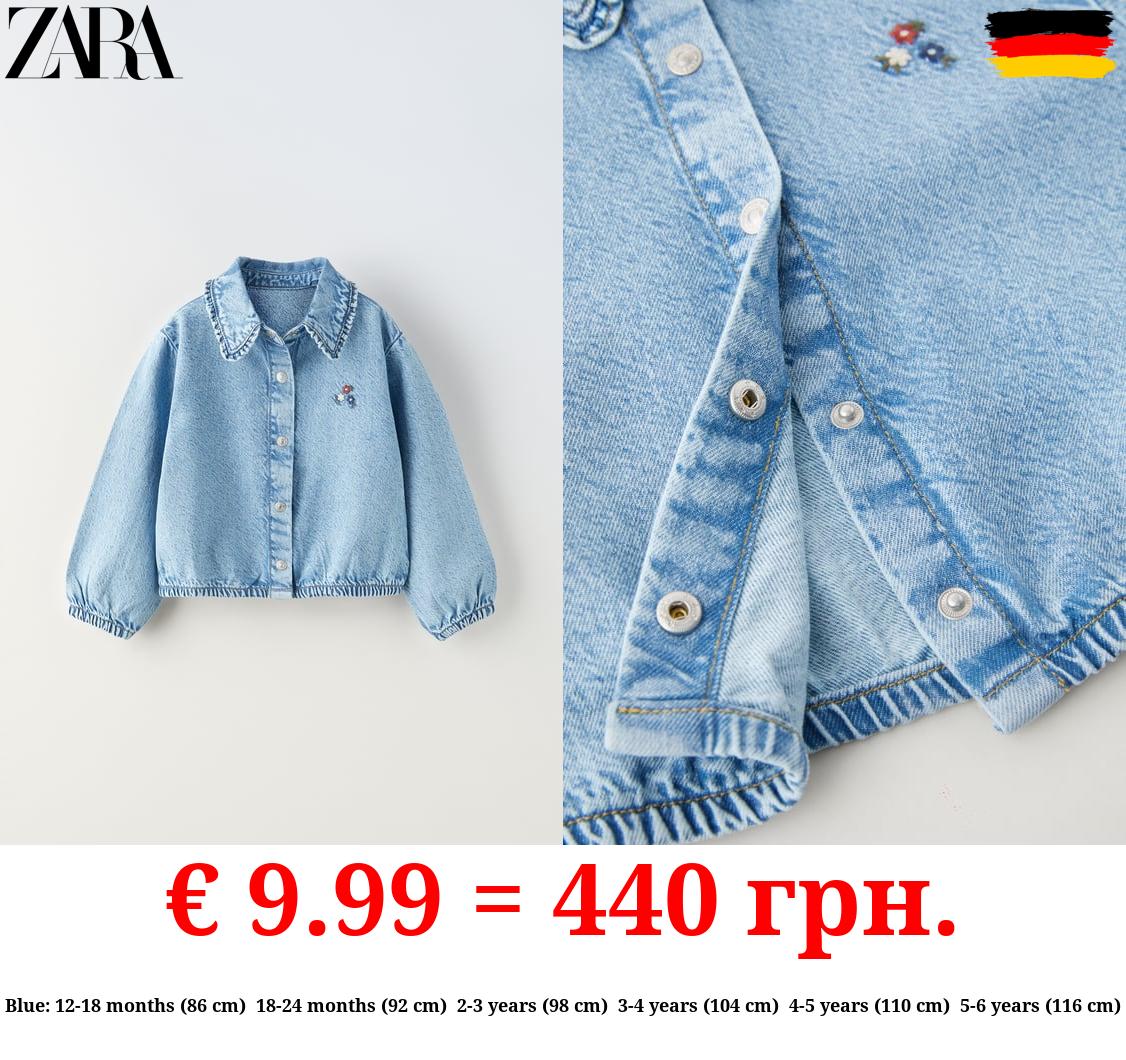 FLORAL EMBROIDERY DENIM SHIRT