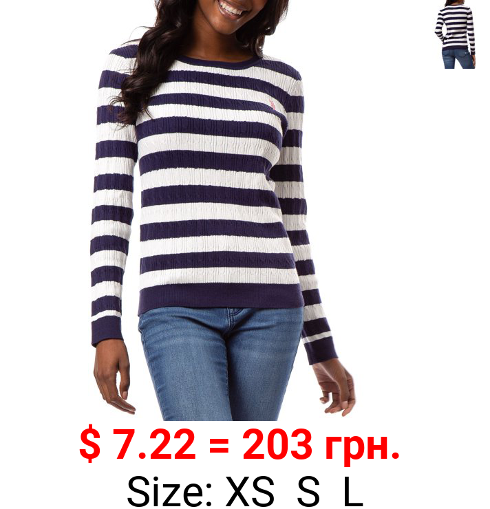U.S. Polo Assn. Women’s Stripe Crewneck Cable Sweater