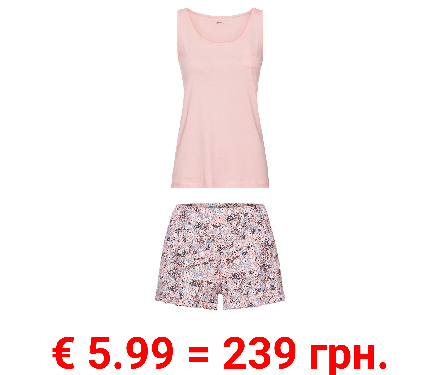 esmara® Damen Pyjama aus reiner Baumwolle