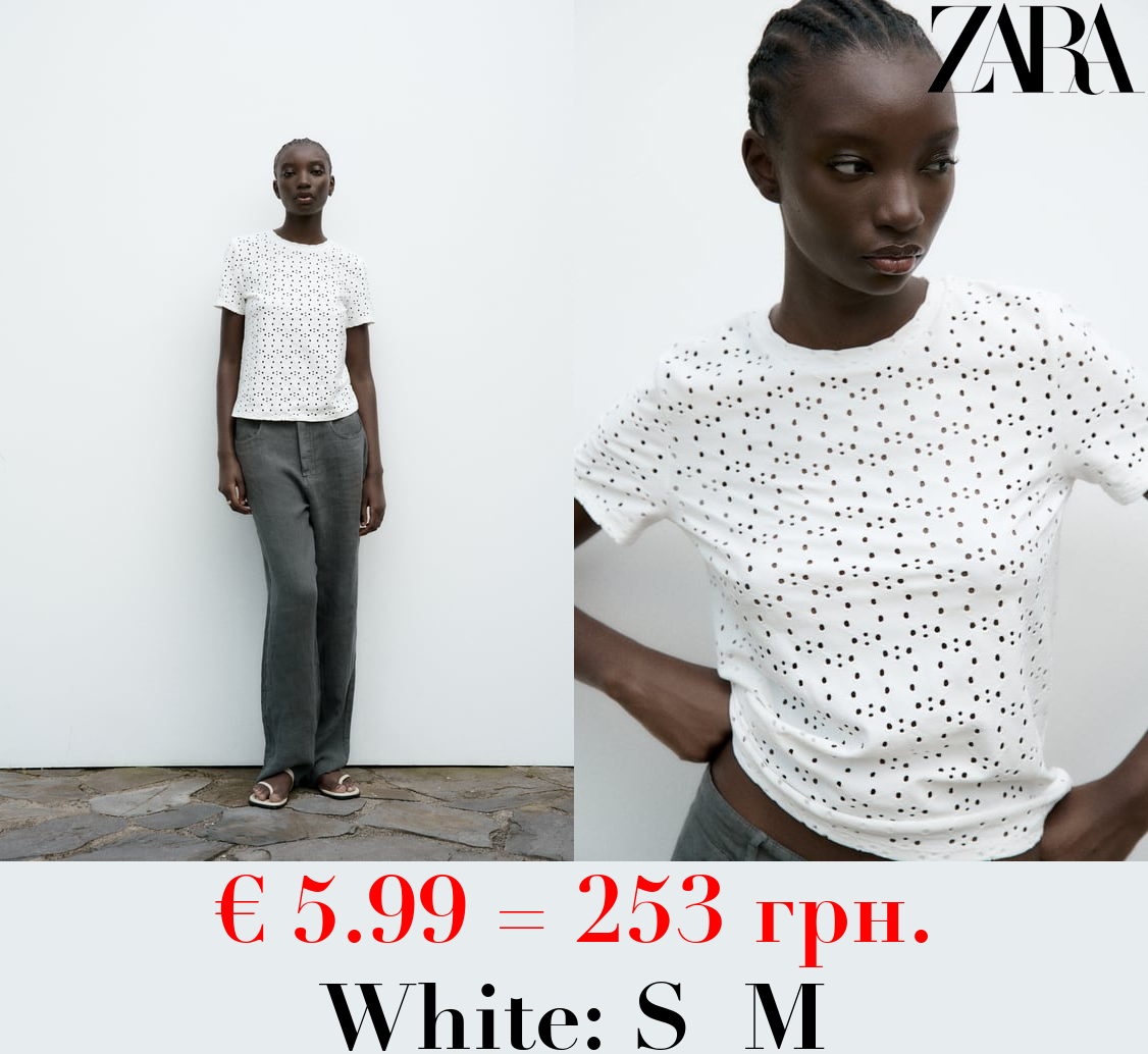 T-SHIRT WITH CUTWORK EMBROIDERY