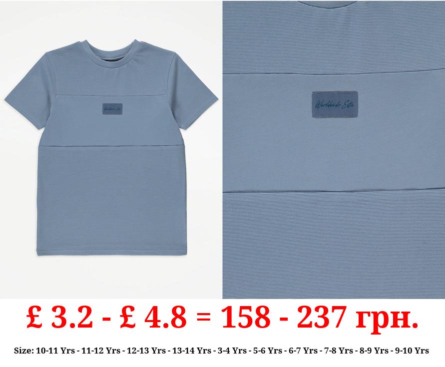Blue Worldwide Edition Textured Panel T-Shirt